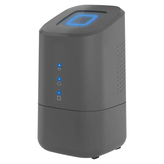 Homematic IP Steuerzentrale Home Control Unit HmIP-HCU1 - Anthrazit, L x B x H: 9,6 x 9,6 x 17,3 cm - Grauer Smart-Home-Hub mit blauen LED-Anzeigen für WLAN, Cloud und Strom.