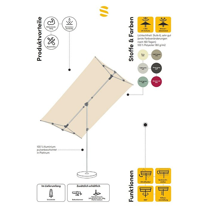 Suncomfort Balkonschirm Flex Roof (Aurora Rot, L x B: 210 x 150 cm) | BAUHAUS