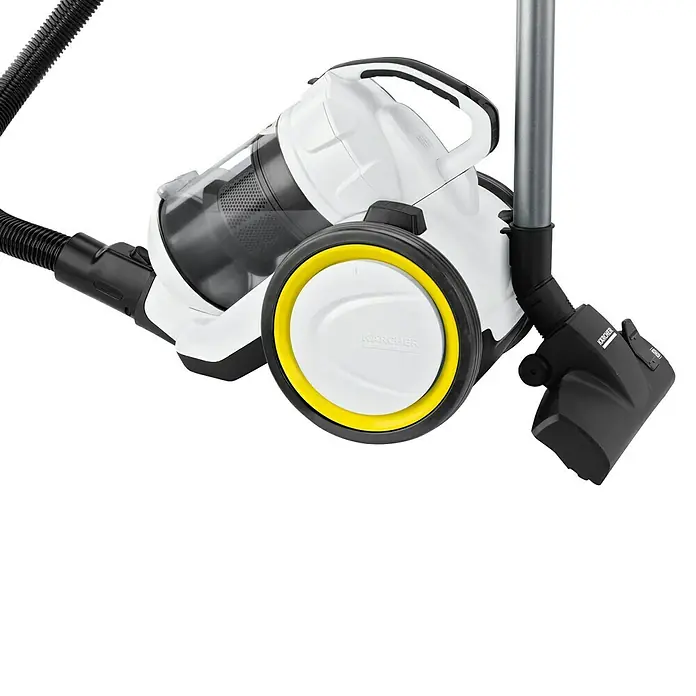 Kärcher Elektro-Staubsauger VC 3 - 700 W - Der Kärcher VC 3 Premium Bodenstaubsauger in Weiß und Schwarz mit gelben Akzenten ist ideal für die effiziente Reinigung.