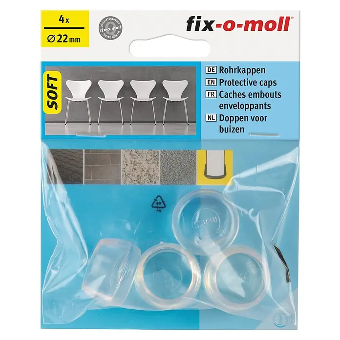 Fix-o-moll Rohrkappen - Durchmesser: 22 mm - Produktbild: Fix-o-moll Rohrkappen, 4 Stück, Durchmesser 22 mm, für Stuhlbeine zum Schutz empfindlicher Böden.