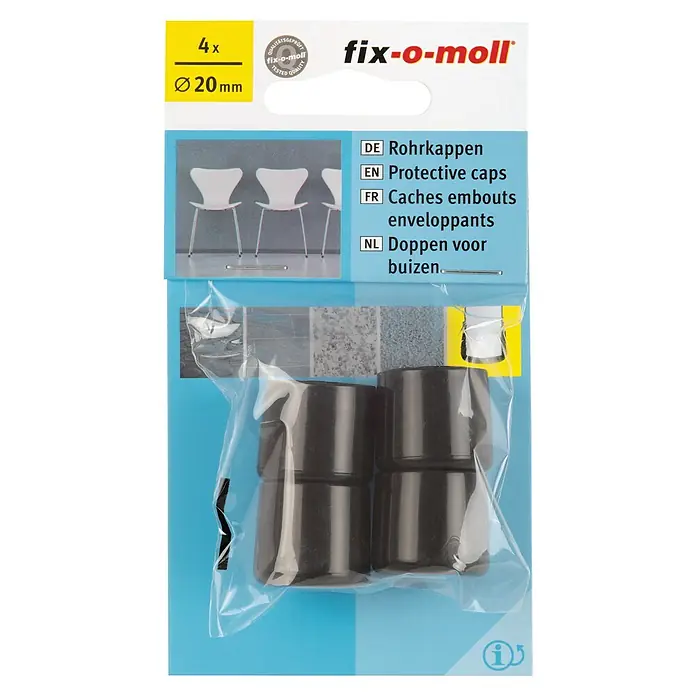 Fix-o-moll Rohrkappen - Durchmesser: 20 mm, 4 Stk. - Fix-o-moll Rohrkappen, 4 Stück, Durchmesser 20mm, zum Schutz von Böden und Möbeln vor Kratzern und Beschädigungen.