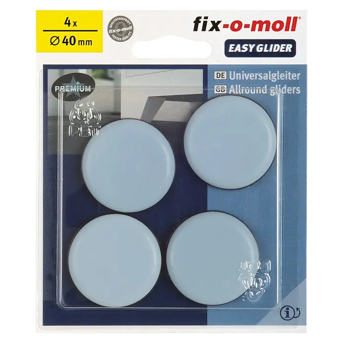 Fix-o-moll Möbelgleiter - Durchmesser: 40 mm, 4 Stk. - Packung mit 4 Fix-o-moll Universalgleitern, Ø 40 mm, für Möbel. Schützt Böden und erleichtert das Verschieben von Möbeln.