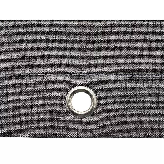 Mydeco Duschvorhang Rain - B x H: 180 x 200 cm, Kunststoff, Anthrazit - Nahaufnahme von grauem Webstoff mit silberner Metallöse und horizontaler Naht.