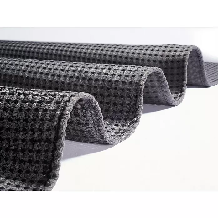 Mydeco Duschvorhang Drop - B x H: 180 x 200 cm, Kunststoff, Anthrazit - Dunkelgrauer Waffelpiqué-Stoff, in sanften Wellen gefaltet.