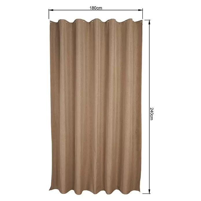 Mydeco Duschvorhang Rain - B x H: 180 x 240 cm, Kunststoff, Beige - Strukturierter brauner Stoffvorhang mit Ösen, 180cm breit und 240cm lang.