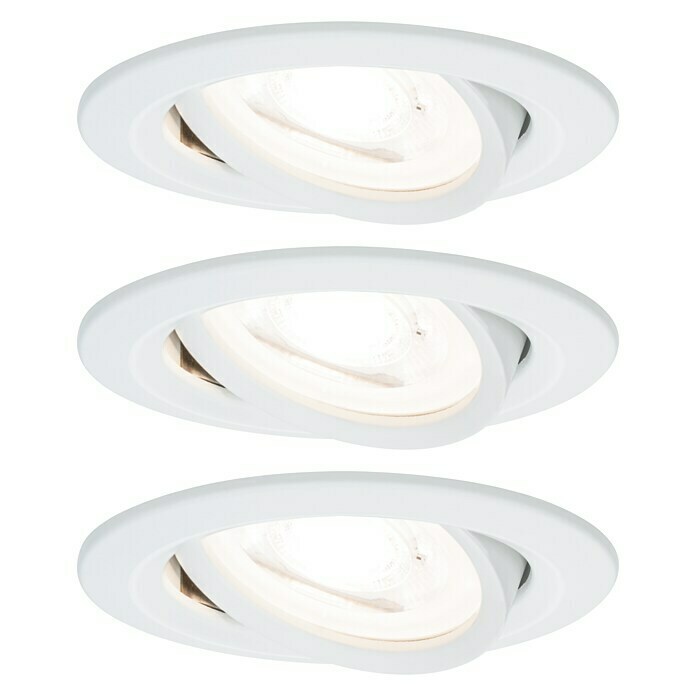 Paulmann LED-Einbauleuchten-Set (6,5 W, Weiß, Durchmesser: 8,4 cm, 3 Stk., GU10)