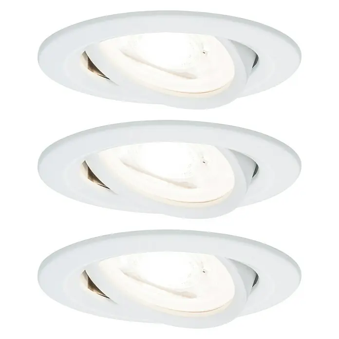Paulmann LED-Einbauleuchten-Set Nova - 6,5 W, Weiß, 3 Stk., Warmweiß - Drei runde, weiße Deckenleuchten mit verstellbaren Leuchtmitteln, ideal für eine flexible Beleuchtung in jedem Raum.