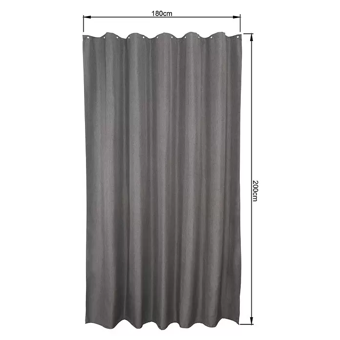 Mydeco Duschvorhang Rain - B x H: 180 x 200 cm, Kunststoff, Anthrazit - Grauer Stoffvorhang mit Ösen, 180cm breit und 200cm hoch.