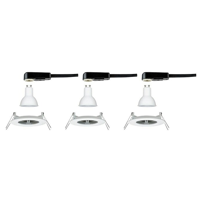 Paulmann LED-Einbauleuchten-Set (6,5 W, Weiß, Durchmesser: 7,8 cm, 3 Stk., IP44)