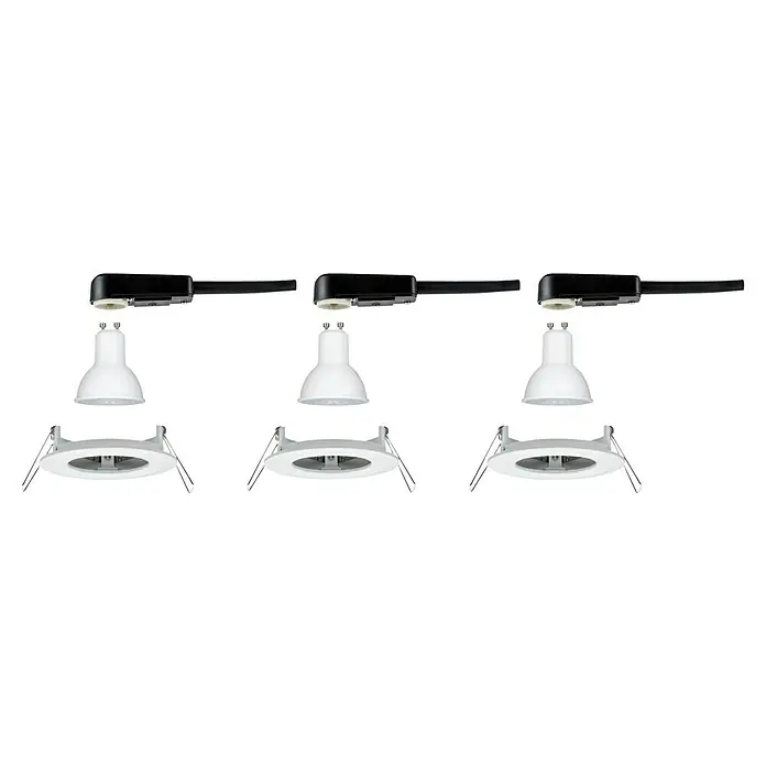 Paulmann LED-Einbauleuchten-Set Nova - 6,5 W, Weiß, 3 Stk., Warmweiß, Durchmesser: 7,8 cm, IP44 - Drei modulare LED-Einbaustrahler zur flexiblen Beleuchtung. Das weiße Design fügt sich nahtlos in jede Decke ein und sorgt für modernes Flair.