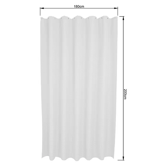 Mydeco Duschvorhang Drop - B x H: 180 x 200 cm, Kunststoff, Weiß - Weißer Duschvorhang aus strukturiertem Stoff mit Ösen oben.