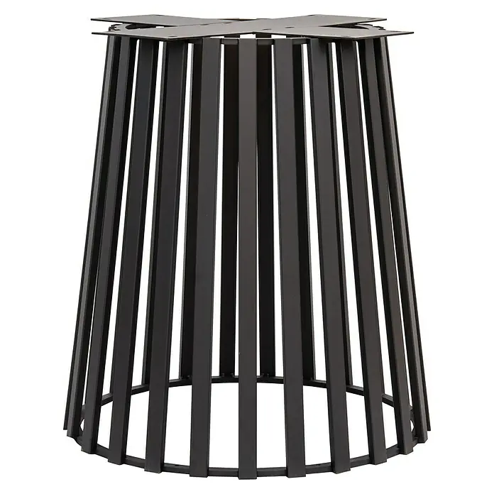 Tischbein CITYLINE Lissabon - Durchmesser: 65 cm, Höhe: 72 cm, Schwarz - Bild eines modernen, schwarzen Metall-Tischgestells mit einem einzigartigen, gestreiften Design, ideal für stilvolle Innenräume.