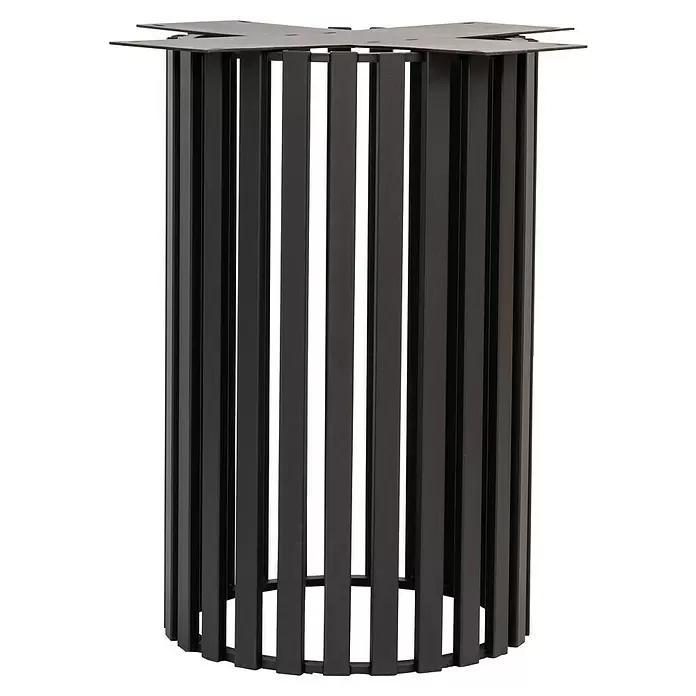 Tischbein CITYLINE Porto - Durchmesser: 60 cm, Höhe: 72 cm, Schwarz - Zylindrischer Tischfuß aus mattem schwarzem Metall mit vertikalen Lamellen und sternförmiger Montageplatte.