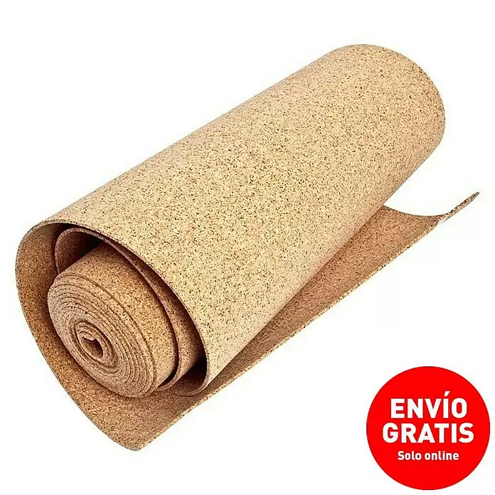 Rollos de corcho Multiusos - L x An x Al: 5 m x 50 cm x 4 mm - Lámina de corcho enrollada de color marrón claro con textura granulada.