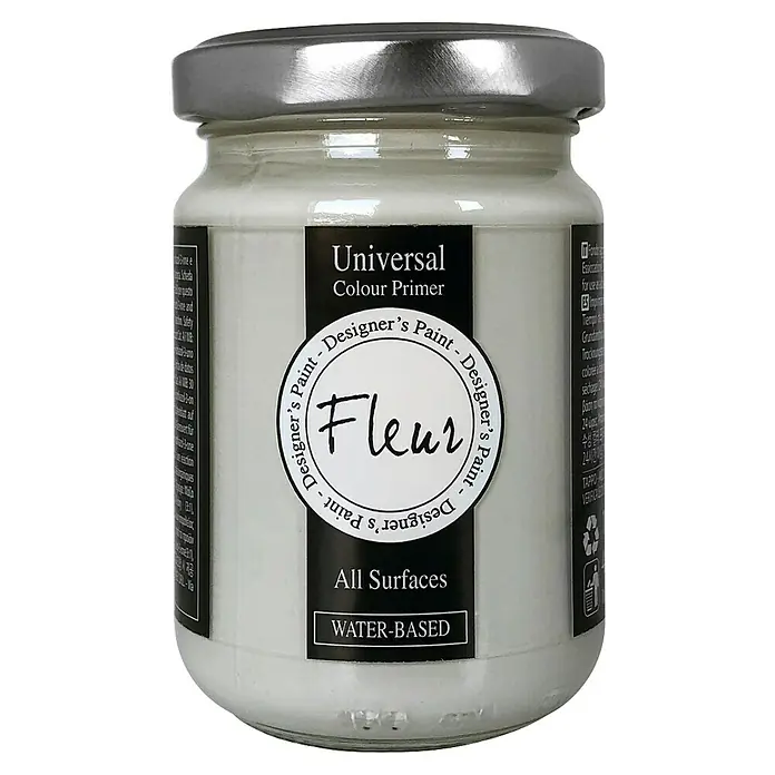 Fleur Imprimación universal Flakes - 130 ml, Light grey - Tarro de imprimación universal de color Fleur, una imprimación a base de agua para todas las superficies, ideal para pinturas de diseño.