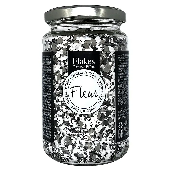 Fleur Elemento decorativo Flakes Terrazzo - Brown marble, Otros - Tarro de Flakes Terrazzo Effect Designer Paint Fleur. El producto contiene escamas en varios tonos de gris para un efecto terrazo.