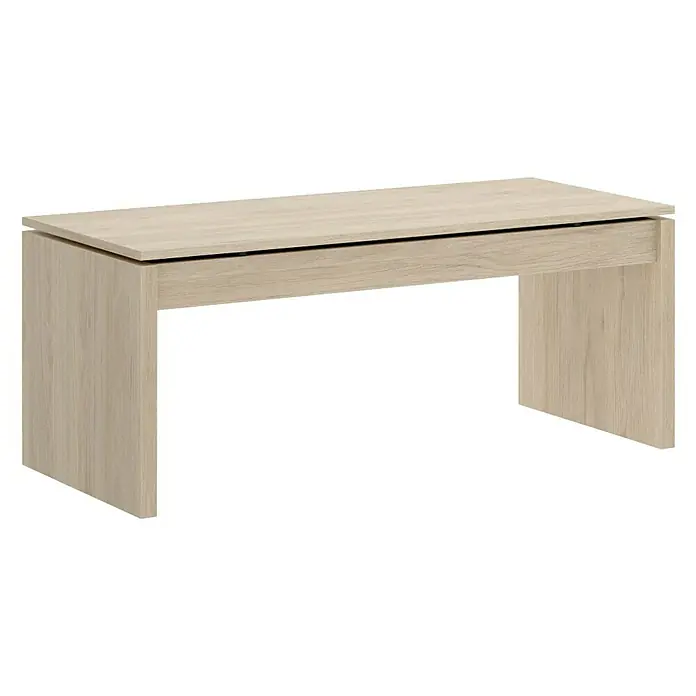 Dekit Mesa auxiliar de jardín Side - L x An x Al: 50 x 100 x 43 cm, Natural - Escritorio de madera clara con diseño minimalista y cajón práctico, ideal para oficina o estudio. Combina funcionalidad y estilo.