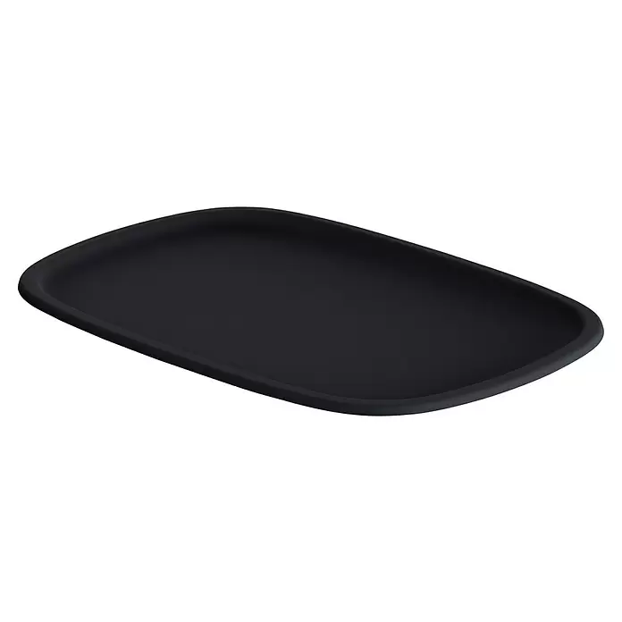 Deckel OpenStore - L x B x H: 28 x 19,5 x 0,9 cm, Kunststoff, Mitternachts Schwarz - Dunkelgraues rechteckiges Tablett mit abgerundeten Ecken und erhöhtem Rand.