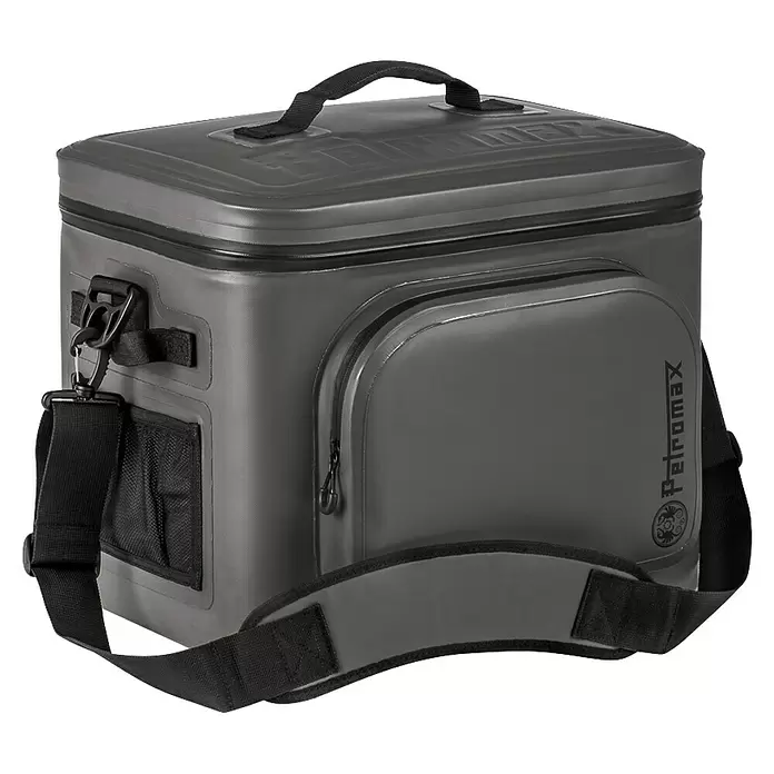 Petromax Nevera portátil - Gris oscuro, 22 l, L x An x Al: 42,5 x 34 x 35,5 cm - Bolsa nevera blanda gris oscuro con correa de hombro, asa superior, bolsillo frontal con cremallera y bolsillos laterales de malla.