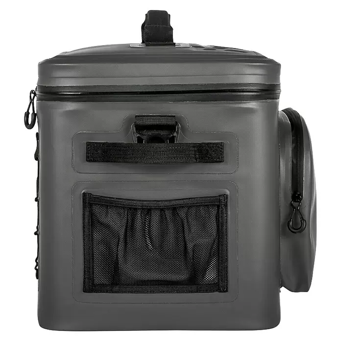 Petromax Nevera portátil - Gris oscuro, 22 l, L x An x Al: 42,5 x 34 x 35,5 cm - Bolsa térmica blanda gris con detalles negros, bolsillo frontal de malla y bolsillo lateral.