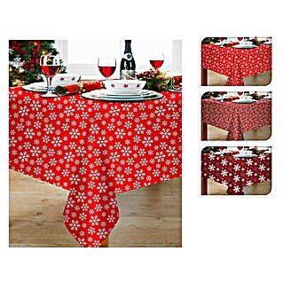Feesttafelkleed (180 x 130 cm, Rood, Sneeuwvlokken)