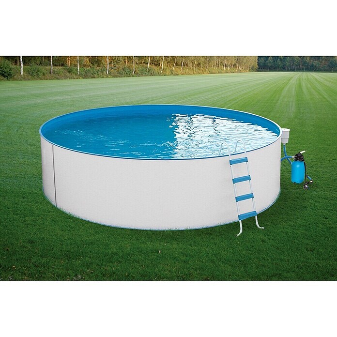 Malibu Rundbecken-Set Premium (Ø x H: 450 x 120 cm, 18 m³, Farbe Innenfolie: Blau)