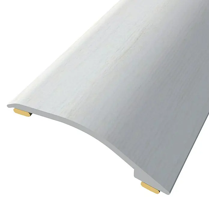 Baglinox Perfil de transición inclinado Roble - 70 - Roble, 90 cm x 38 mm, Pegado - Tira de transición de suelo de grano de madera claro con inserciones doradas.