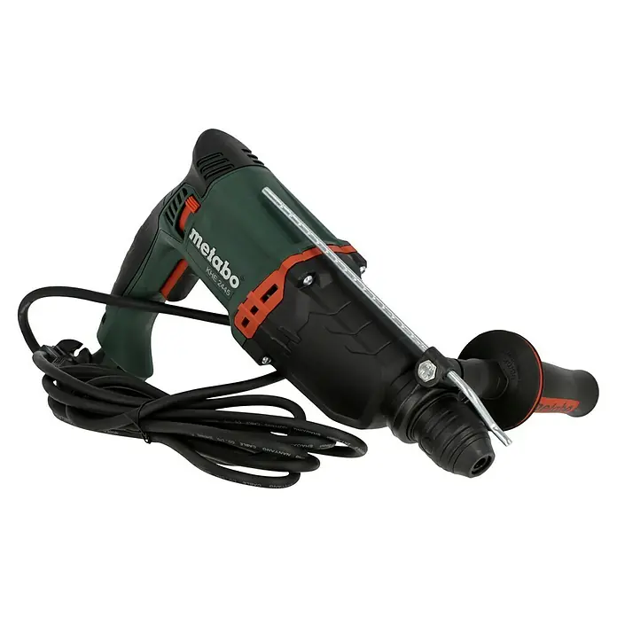 Metabo Kombihammer KHE 2445 - 800 W, 2,4 J, SDS-Plus-Aufnahme - Abbildung einer Metabo KHE 2445 Kombihammermaschine, ein robustes Elektrowerkzeug für Bau- und Renovierungsarbeiten.