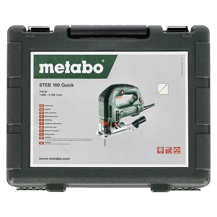 Metabo Caladora eléctrica STEB 100 Quick (1.000 /min - 3.100 /min, Profundidad de corte máx. en madera: 100 mm, Número de niveles de elevación del péndulo: 4 ud.) | BAUHAUS