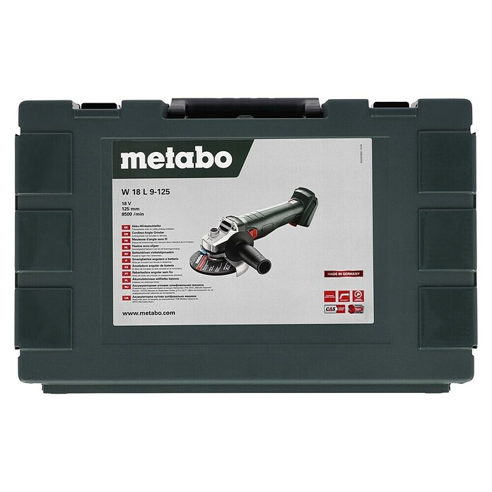 Metabo CAS 18V Amoladora angular de batería W 18 L 9-125 (18 V, Sin batería, Diámetro disco: 125 mm) | BAUHAUS