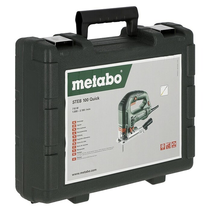 Metabo Caladora eléctrica STEB 100 Quick (1.000 /min - 3.100 /min, Profundidad de corte máx. en madera: 100 mm, Número de niveles de elevación del péndulo: 4 ud.) | BAUHAUS