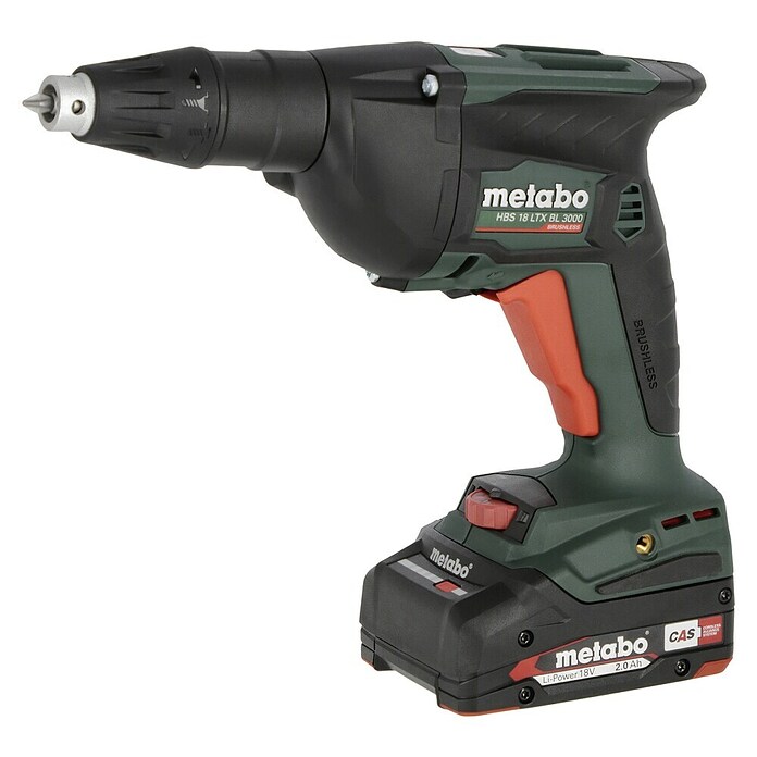 Metabo CAS 18V Atornillador para placas de yeso de batería HBS 18 LTX BL 3000 (18 V, 2 baterías, 2 Ah) | BAUHAUS
