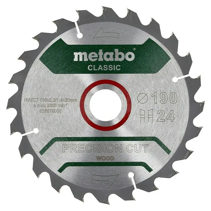 Metabo Handkreissäge KS 66FS - 1.500 W, Durchmesser Sägeblatt: 190 mm, Schnitttiefe bei 90 °: 66 mm - Metabo Kreissägeblatt Classic für präzise Holzschnitte, 190 mm Durchmesser und 24 Zähne für saubere Ergebnisse.