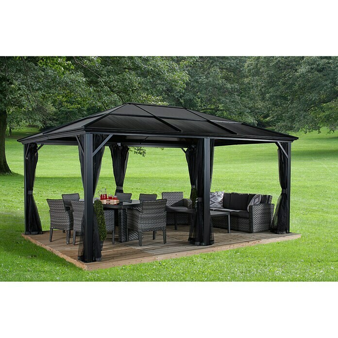 Sojag Pavillon Meridien 12 x 16L x B x H: 485 x 365 x 270 cm, Anthrazit, Walmdach Mood Shot