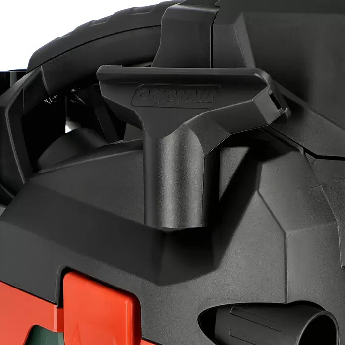 Metabo CAS 18V Akku-Nass-Trockensauger AS 18 HEPA PC Compact - 18 V, Ohne Akku, Behältervolumen: 6 l - Schwarzes Metabo Elektrowerkzeug mit strukturierter Oberfläche, orangefarbenem Akzent und geprägtem Metabo-Logo am Griff.
