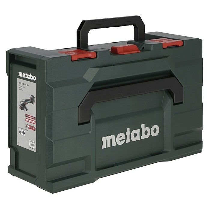Metabo CAS 18V Amoladora angular de batería W 18 LT BL 11-125 (18 V, 2 baterías, 4 Ah, Diámetro disco: 125 mm) | BAUHAUS