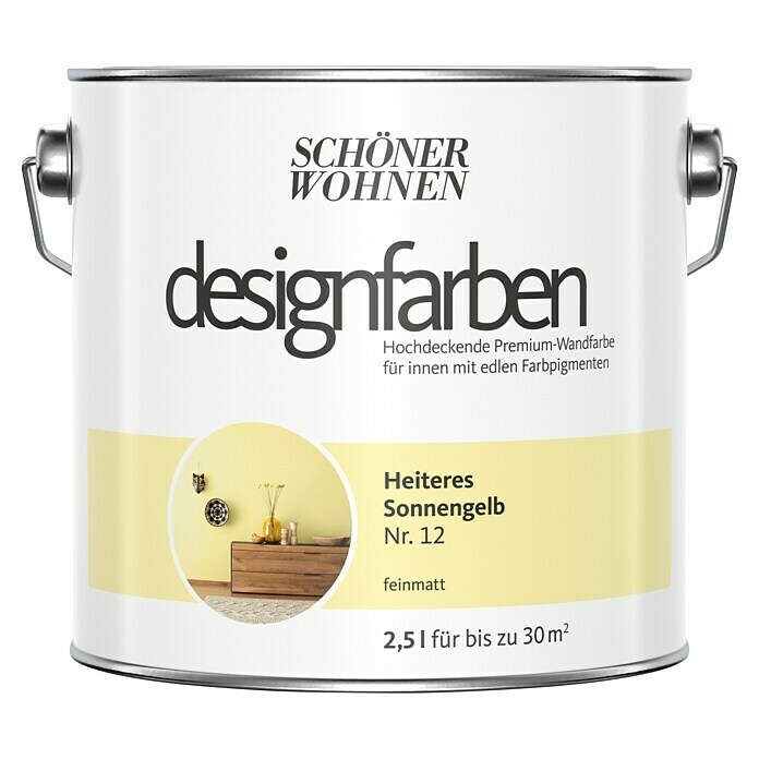 Schöner Wohnen Wandfarbe Designfarbe (Heiteres Sonnengelb, 2,5 l, Feinmatt)