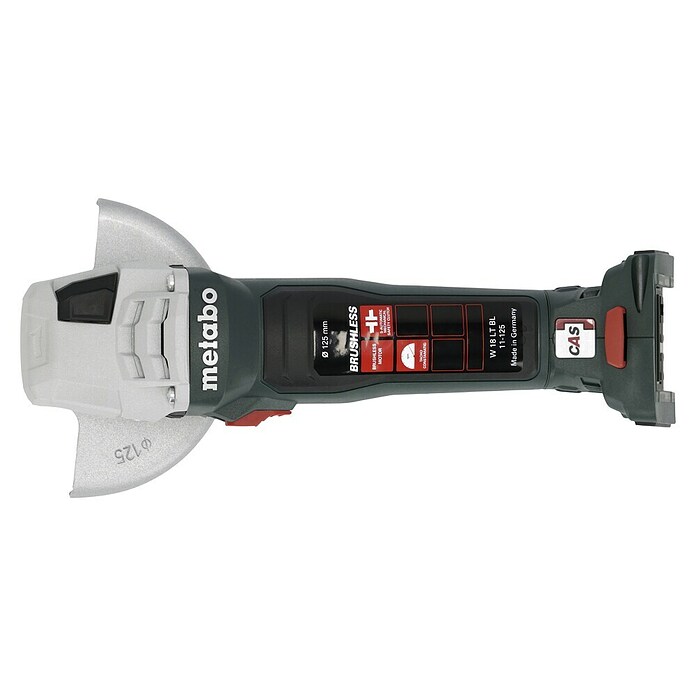 Metabo CAS 18V Amoladora angular de batería W 18 LT BL 11-125 (18 V, 2 baterías, 4 Ah, Diámetro disco: 125 mm) | BAUHAUS