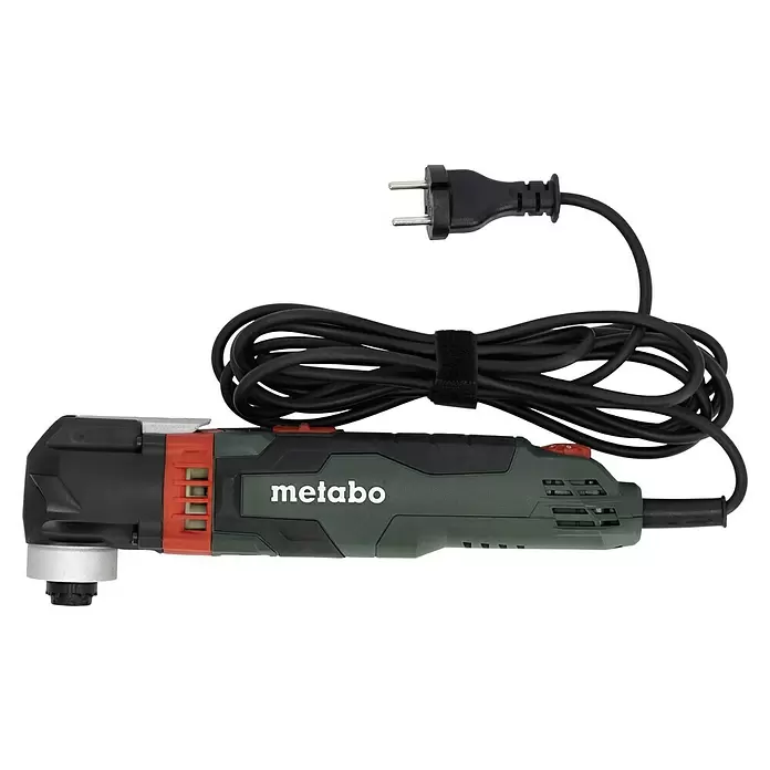 Metabo Herramienta multifunción eléctrica MT 400 Quick - 400 W, Sistema STARLOCK - Herramienta multifunción oscilante Metabo verde oscuro, negro, rojo y plateado, con cable y enchufe europeo.