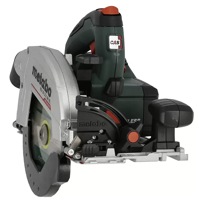 Metabo CAS 18V Sierra circular de batería KS 18 LTX 66 BL - 18 V, Sin batería, 4.800 r.p.m. - Sierra circular inalámbrica Metabo KS 18 LTX 66 BL en verde oscuro y plata con detalles naranjas.