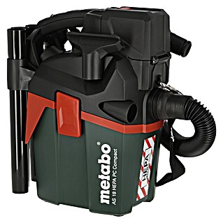 Metabo CAS 18V Aspirador en seco y húmedo de batería AS 18 HEPA PC Compact (18 V, Sin batería, Volumen de recipiente: 6 l)