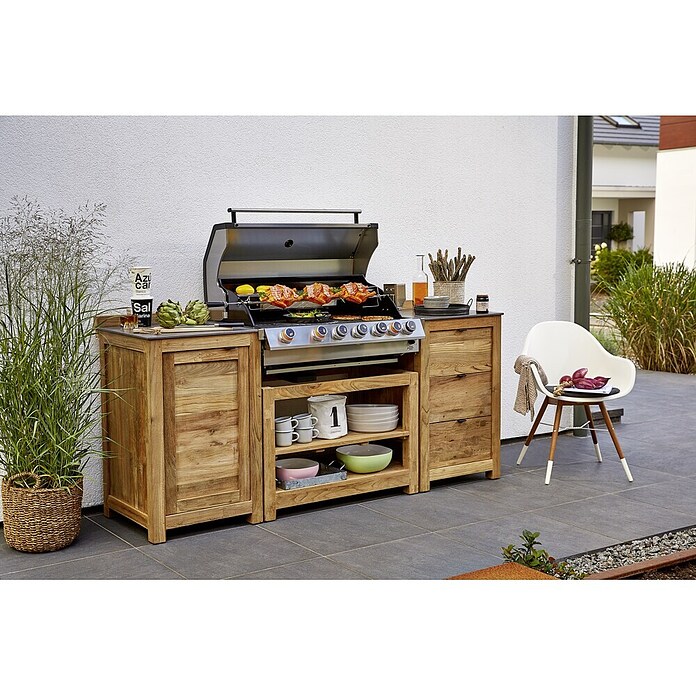 Sunfun Módulo para barbacoa (Con cajón, L x An x Al: 63 x 58 x 92 cm, Madera)