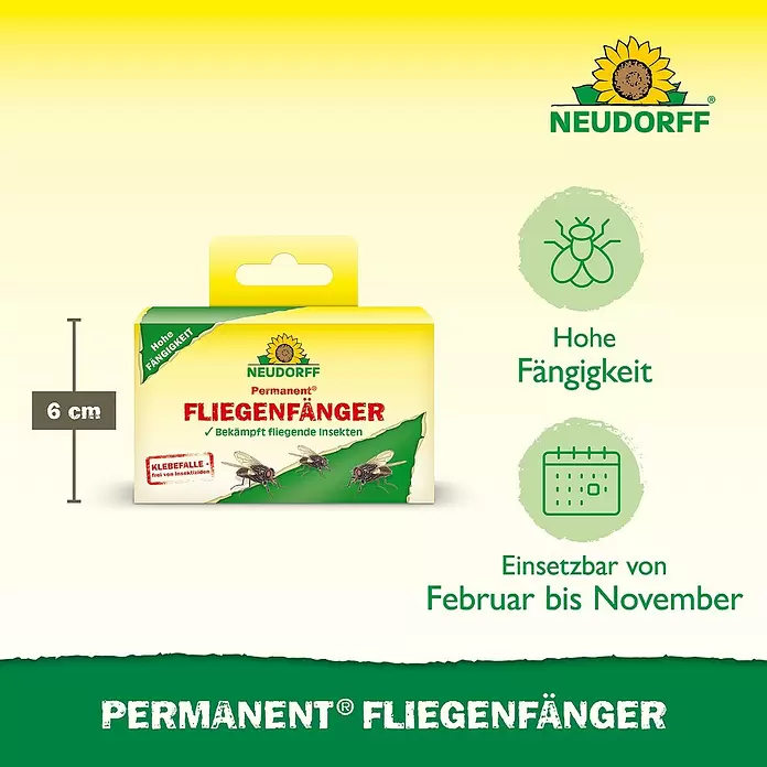 Neudorff Permanent Fliegenfänger - 4 Stk. - Neudorff Permanent Fliegenfänger, eine 6 cm hohe gelb-grüne Klebefallenbox, insektizidfrei.
