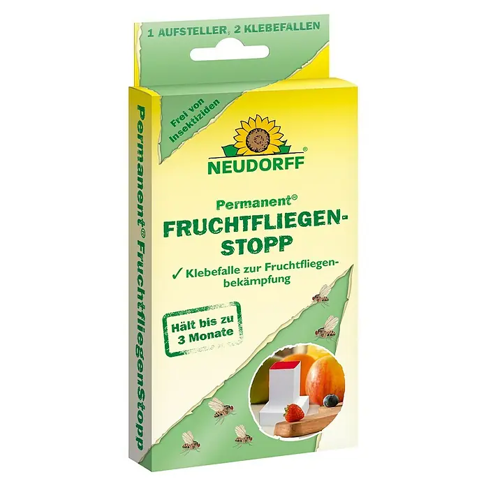 Neudorff Permanent Fruchtfliegen-Falle Fruchtfliegenstopp - 3 Stk. - Neudorff Permanent Fruchtfliegen-Stopp: Klebefalle zur Bekämpfung von Fruchtfliegen, insektizidfrei und hält bis zu 3 Monate.