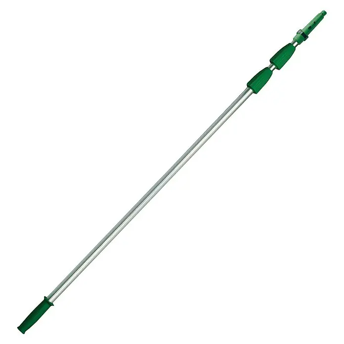 Unger Professional Teleskopstange OptiLoc - 450 cm, Aluminium, 3 -tlg. - Teleskopstiel, ausziehbar, für Reinigungsarbeiten in Haus und Garten, mit grünen Griffen für sicheren Halt und komfortable Bedienung.