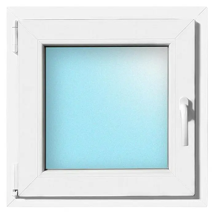 Solid Elements Ventana de PVC practicable-oscilobatiente - 60 x 60 cm, Izquierda, Blanco - Ventana de plástico blanca con manija y accesorios. El vidrio de la ventana es opaco. Ideal para baño, aseo o bodega.