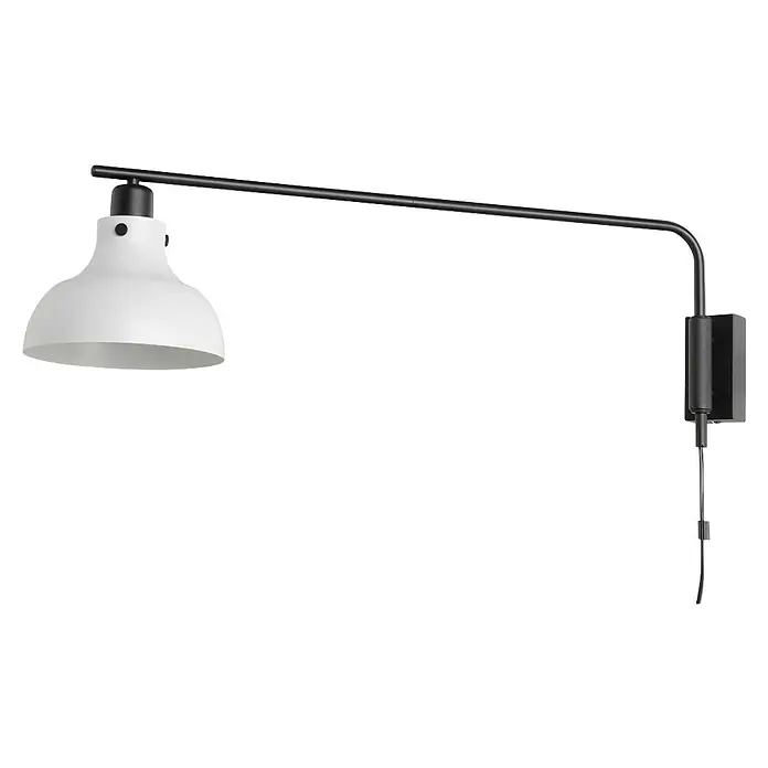 Eglo Matlock Aplique de pared - 40 W, L x Al: 20 x 25 cm, Gris, E27 - Una elegante lámpara de pared con brazo ajustable y pantalla blanca, perfecta para iluminación enfocada en cualquier habitación.