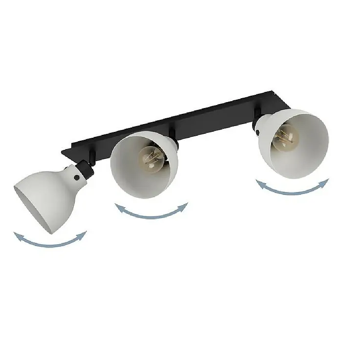 Eglo Matlock Regleta - 40 W, L x An x Al: 74 x 14,5 x 22,5 cm, Negro, E27, 3 ud. - Lámpara de techo con tres focos en blanco y negro, orientables para una iluminación perfecta. Ideal para salones.