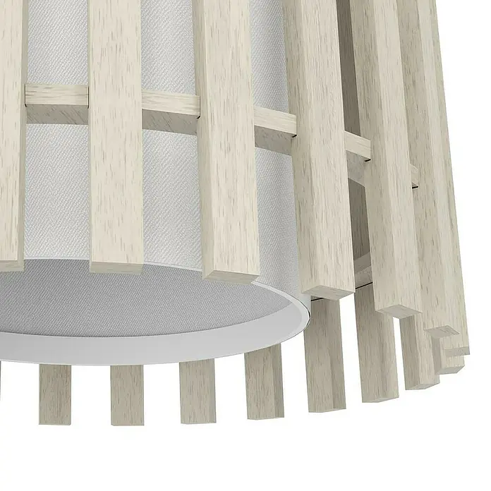 Eglo Fattoria Lámpara colgante - 25 W, Ø x Al: 20 x 110 cm, Marrón claro, E27 - Primer plano de una elegante lámpara de madera, que combina diseño moderno y materiales naturales.