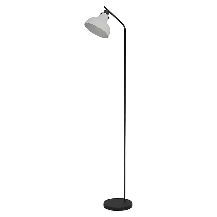 Eglo Matlock Lámpara de pie - 40 W, Altura: 158 cm, Gris, E27 - Lámpara de pie con soporte y base negros, coronada con un cabezal de lámpara blanco ajustable en forma de cúpula.